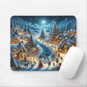 Weihnachtsdorf Snowy Scene Malerei Mousepad (Mit Mouse)