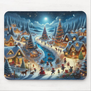 Weihnachtsdorf Snowy Scene Malerei Mousepad