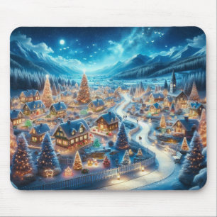 Weihnachtsdorf Snowy Scene Malerei Mousepad