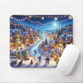 Weihnachtsdorf Snowy Scene Malerei Mousepad (Mit Mouse)