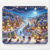 Weihnachtsdorf Snowy Scene Malerei Mousepad (Vorne)