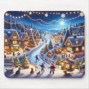 Weihnachtsdorf Snowy Scene Malerei Mousepad