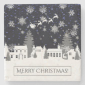 Weihnachtsdorf Stone Untersetzer (Vorderseite)