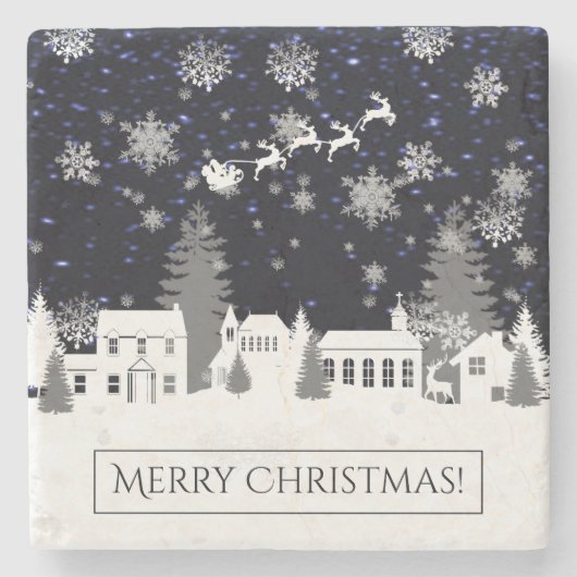 Weihnachtsdorf Stone Untersetzer (Vorderseite)