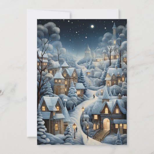 Weihnachtsdorf-Szene Feiertagskarte (Vorderseite)