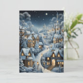 Weihnachtsdorf-Szene Feiertagskarte (Stehend Vorderseite)