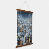 Weihnachtsdorf-Szene Wandteppich Mit Holzrahmen (Gewinkelt)