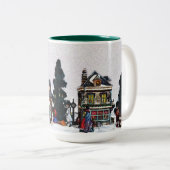 Weihnachtsdorf-Szene Zweifarbige Tasse (VorderseiteRechts)