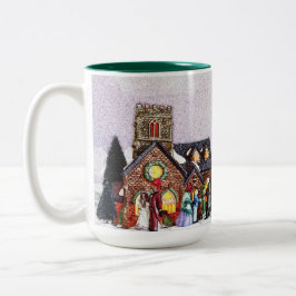 Weihnachtsdorf-Szene Zweifarbige Tasse