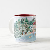 Weihnachtsdorf-Tasse Zweifarbige Tasse (Vorderseite Links)