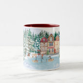 Weihnachtsdorf-Tasse Zweifarbige Tasse (Mittel)