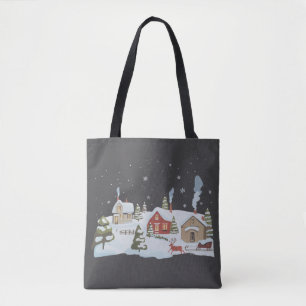 Weihnachtsdorf Urlaub Bauernhof Feiertage Vintage Tasche