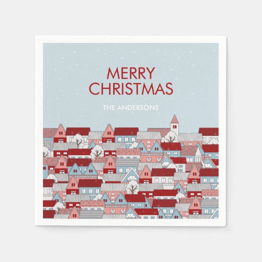 Weihnachtsdorf Urlaubspapier Napkin Serviette (Vorderseite)