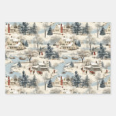 Weihnachtsdorf Vintag Rustikal Geschenkpapier Set (Vorderseite 3)