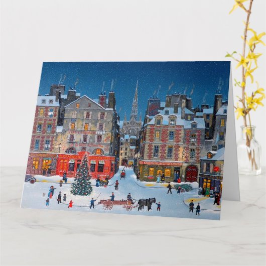 Weihnachtsdorf Weihnachten Frohe Weihnachtsgrüße Karte (Gelbe Blume)