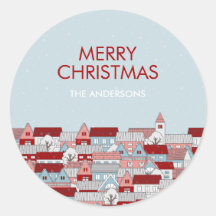 Weihnachtsdorf-Weihnachtsaufkleber