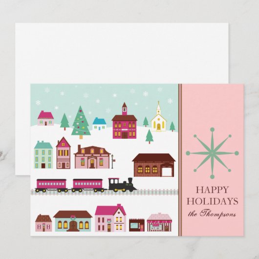 Weihnachtsdorf-Weihnachtskarten Feiertagskarte (Vorne/Hinten)