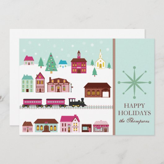 Weihnachtsdorf-Weihnachtskarten Feiertagskarte (Vorne/Hinten)