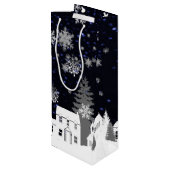 Weihnachtsdorf Wein Geschenktasche Geschenktüte Für Weinflaschen (Rückseite Schrägansicht)
