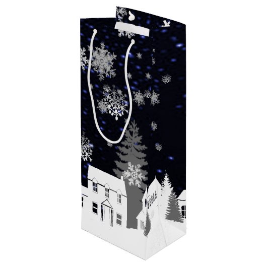 Weihnachtsdorf Wein Geschenktasche Geschenktüte Für Weinflaschen (Rückseite Schrägansicht)