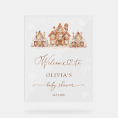 Weihnachtsdorf Winter Baby Dusche Willkommen Acrylschild (Vorderseite)