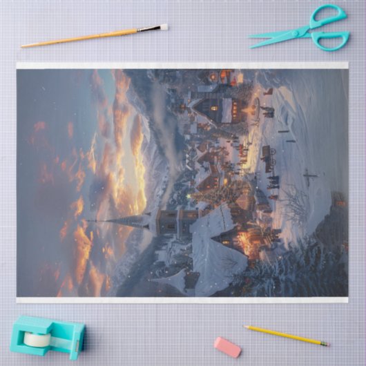 Weihnachtsdorf Winter Wonderland #2 Decoupage Seidenpapier (Basteln)