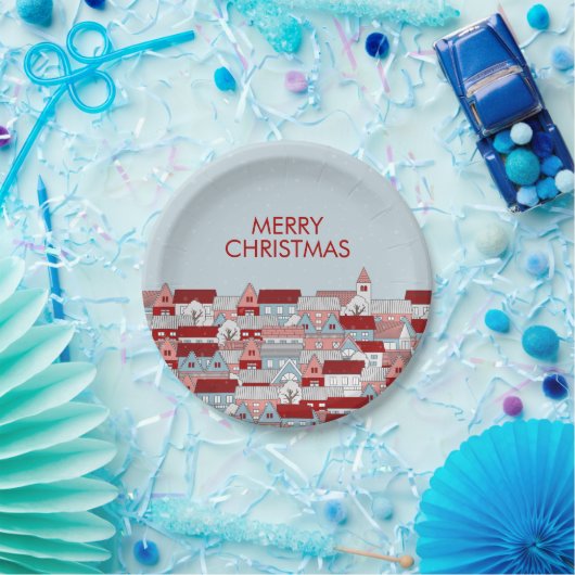 Weihnachtsdörfchen - Papiertafel Pappteller (Party)