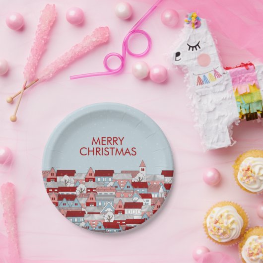 Weihnachtsdörfchen - Papiertafel Pappteller (Party)