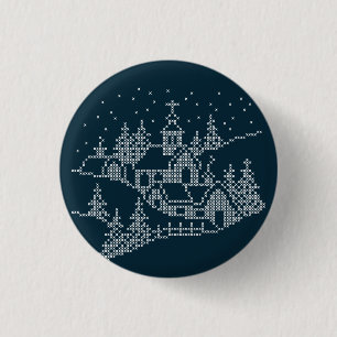 Weihnachtsdörfstickerei, nordische heilige Nacht Button