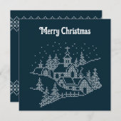 Weihnachtsdörfstickerei, nordische heilige Nacht Einladung (Vorne/Hinten)