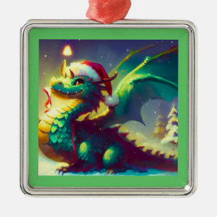 Weihnachtsdrache 3 ornament aus metall