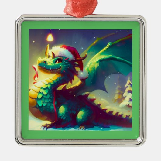 Weihnachtsdrache 3 ornament aus metall (Vorne)