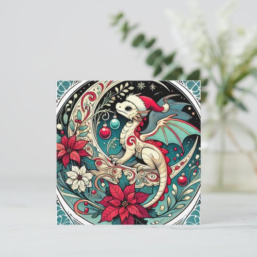 Weihnachtsdrache Feiertagskarte (Stehend Vorderseite)