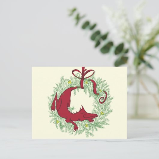 Weihnachtsdrache Feiertagspostkarte (Stehend Vorderseite)