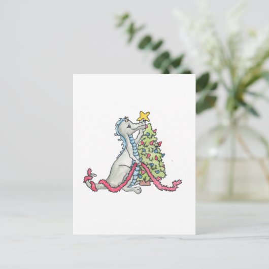 Weihnachtsdrache Feiertagspostkarte (Stehend Vorderseite)