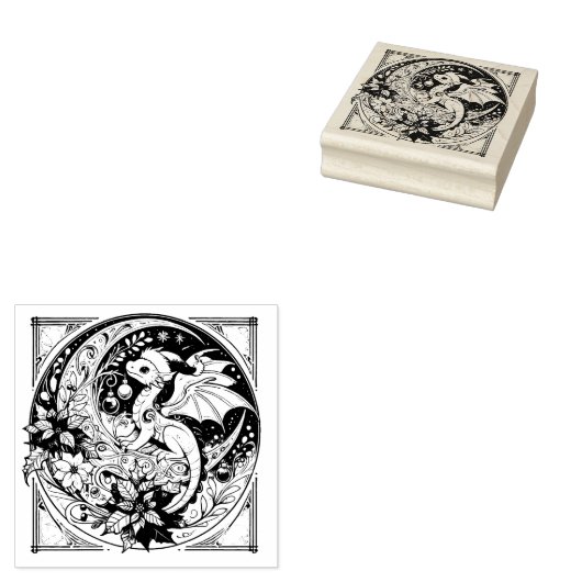 Weihnachtsdrache Gummistempel (Stempel)