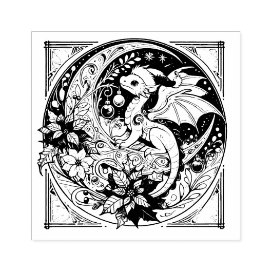 Weihnachtsdrache Gummistempel (Prägung)
