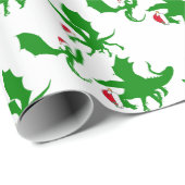 Weihnachtsdrache in Weihnachtsmannmützen Coole Fan Geschenkpapier (Rolleneckpunkt)