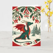 Weihnachtsdrache karte (Gelbe Blume)