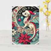 Weihnachtsdrache Karte (Gelbe Blume)