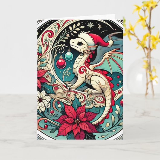 Weihnachtsdrache Karte (Gelbe Blume)