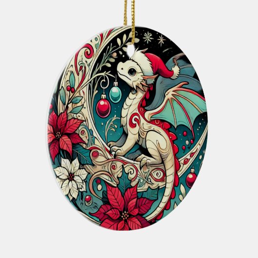 Weihnachtsdrache Keramik Ornament (Rechts)