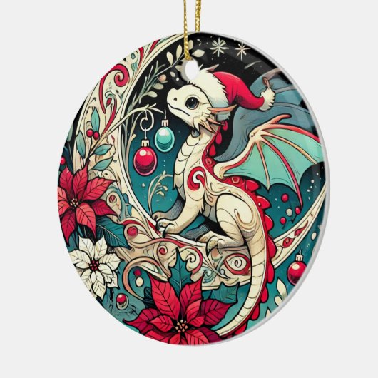 Weihnachtsdrache Keramik Ornament (Links)