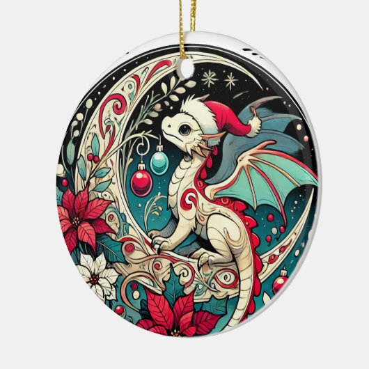 Weihnachtsdrache Keramik Ornament (Links)
