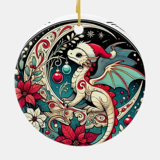 Weihnachtsdrache Keramik Ornament (Hinten)