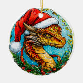 Weihnachtsdrache Keramik Ornament (Vorne)