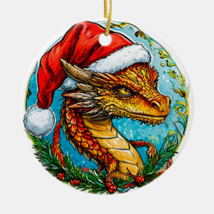 Weihnachtsdrache Keramik Ornament