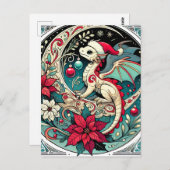 Weihnachtsdrache Postkarte (Vorne/Hinten)