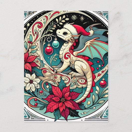 Weihnachtsdrache Postkarte (Vorderseite)