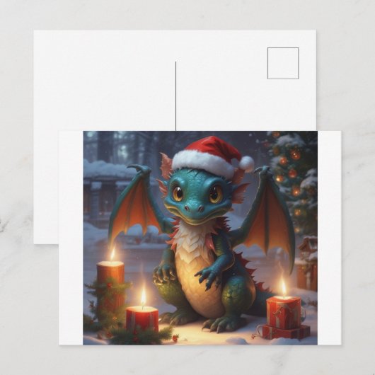 Weihnachtsdrache Postkarte (Vorne/Hinten)
